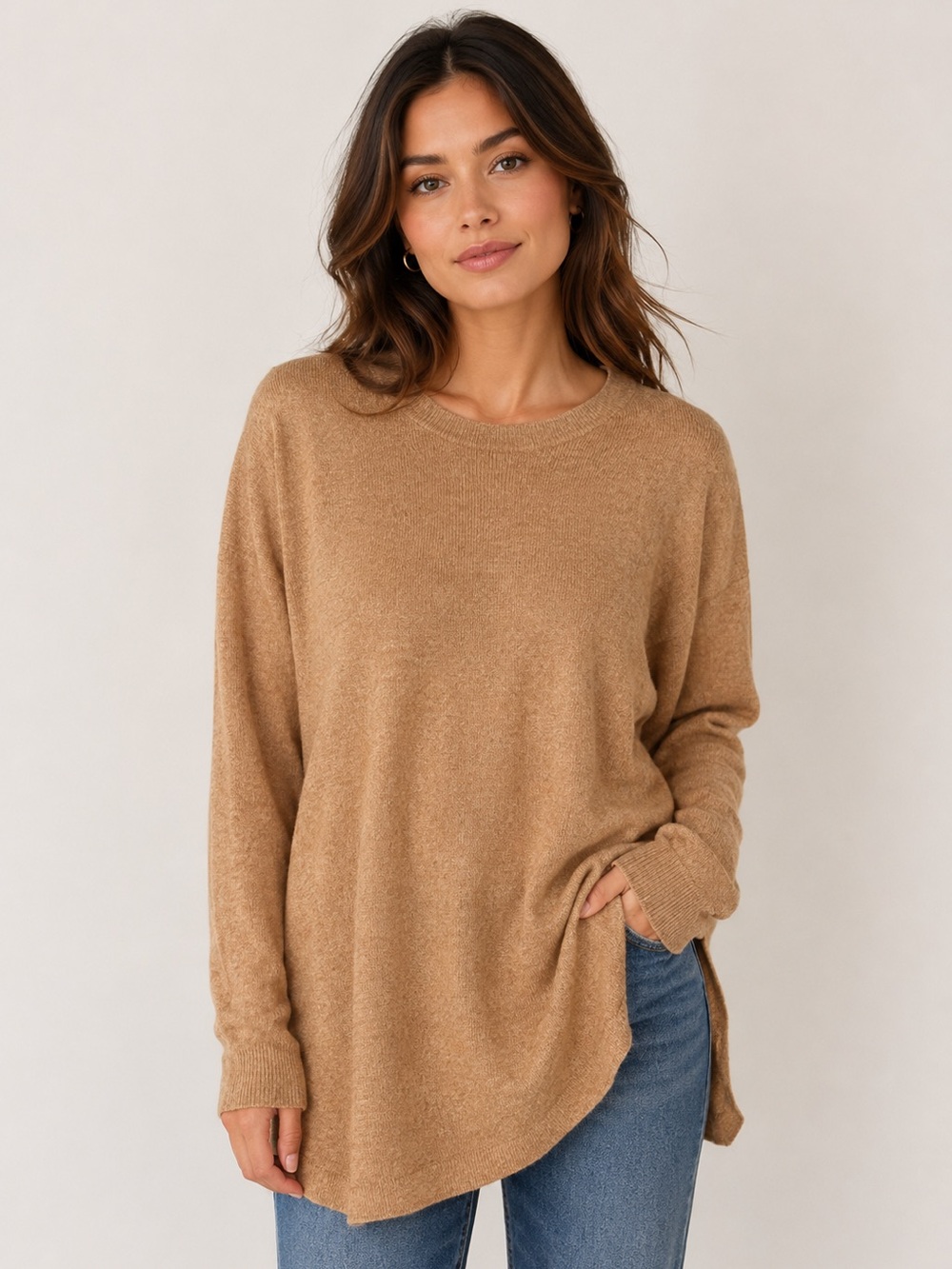J. Crew Tan Wool Blend Crewneck Sweater